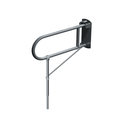 Exposed Flange (1-1/4" O.D) Smooth - Swing Up Grab Bar with Support Leg