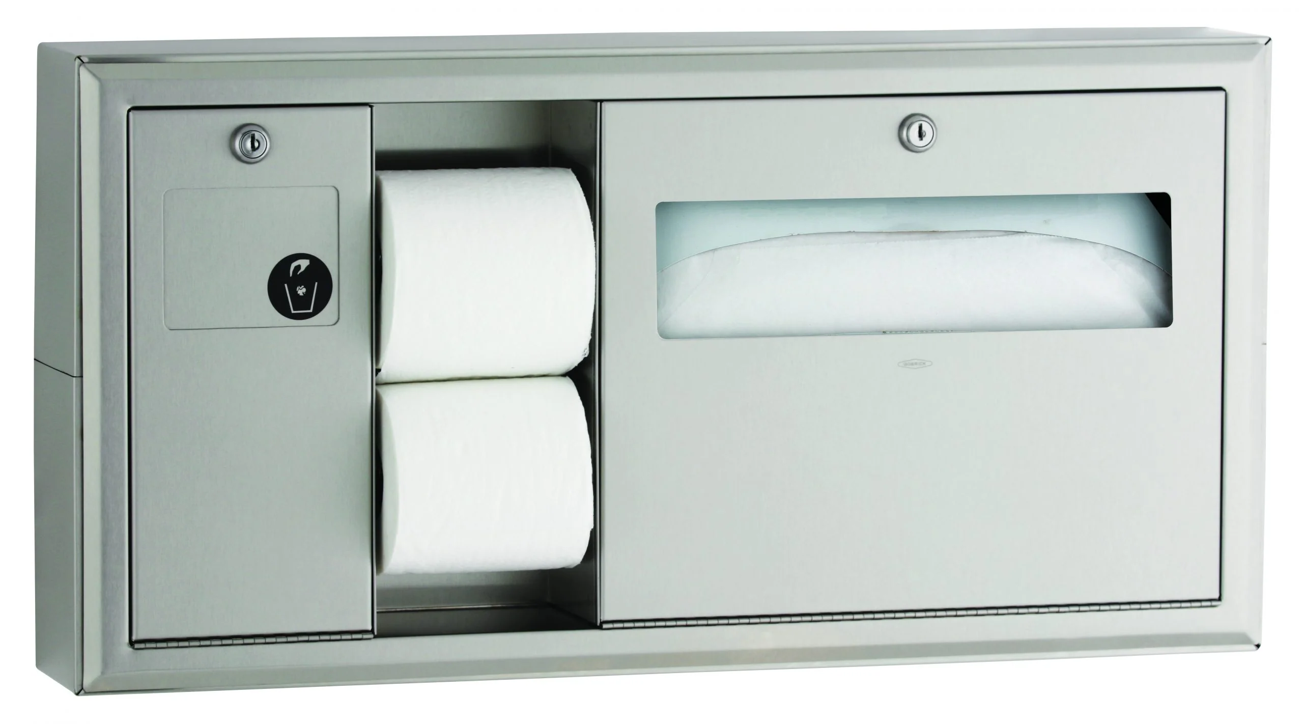 Recessed Toilet Tissue, Seat-Cover Dispenser and Waste Disposal, Left