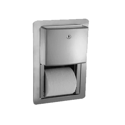 Roval - Toilet Tissue Dispenser - Twin Hide-A-Roll - Semi-Recessed