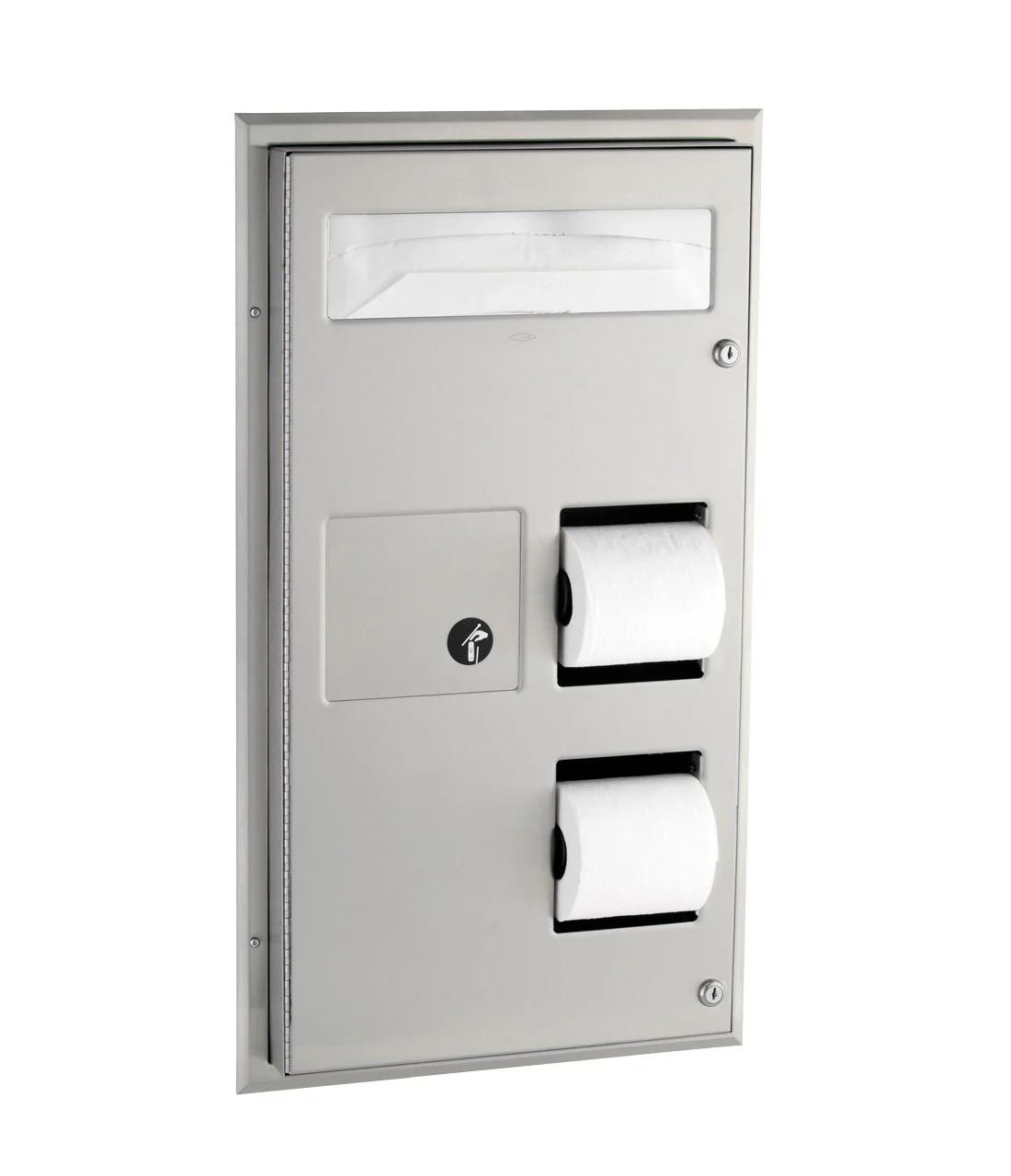 Seat-Cover Dispenser, Sanitary Napkin Disposal And Toilet Tissue Dispenser