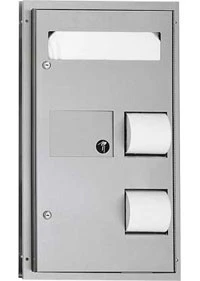 Toilet Seat Cover and Toilet Paper Dispensers w/Napkin Disposal (Dual Access) - Partition Mounted, 0481